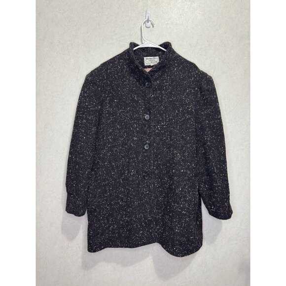 Womens Wool Blend Mandarin Collar Button Down Speckled Pink Jacket Coat Sz 22 - Picture 1 of 11